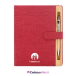 bloc-notes-ecologique-personnalise-bambou-rpet-rouge-tunisie