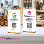 Plaque presentoir NFC et QR Code personnalisée pour avis Google en Tunisie