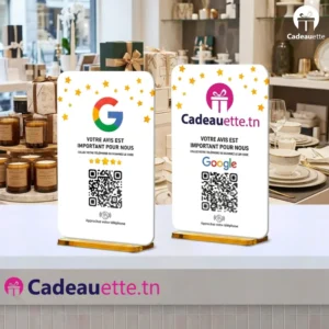 Plaque presentoir NFC et QR Code personnalisée pour avis Google en Tunisie